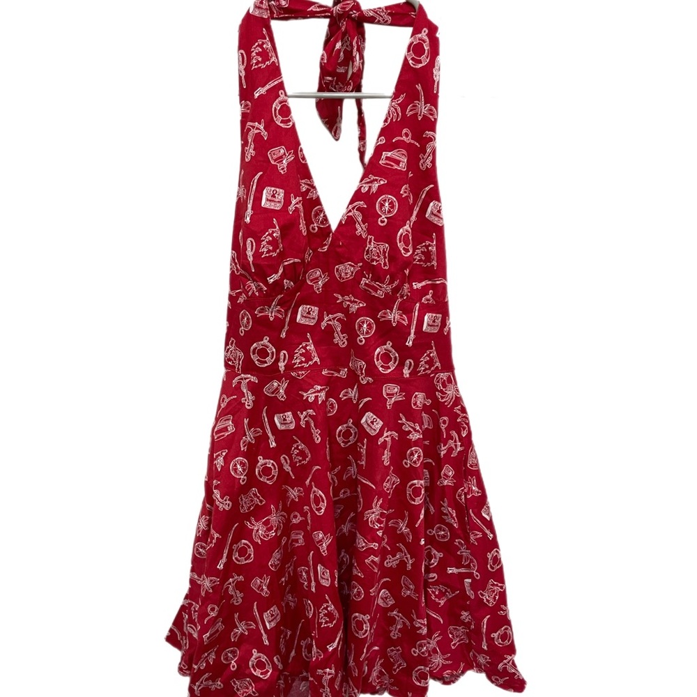 Hell Bunny- Anchors Nautical Theme Halter Dress Rockabilly Pinup...size …